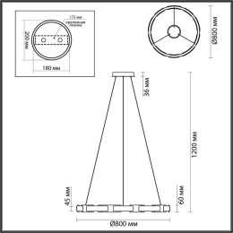 Люстра 4991/80L Odeon Light Черный/золотой/металл/акрил