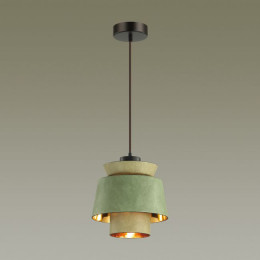Светильник подвесной 4992/1A Odeon Light Светло-зеленый/золотой/металл/экокожа