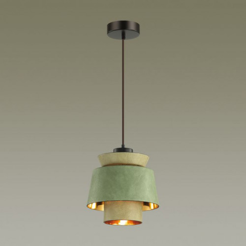 Светильник подвесной 4992/1A Odeon Light Светло-зеленый/золотой/металл/экокожа