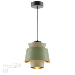 Светильник подвесной 4992/1A Odeon Light Светло-зеленый/золотой/металл/экокожа