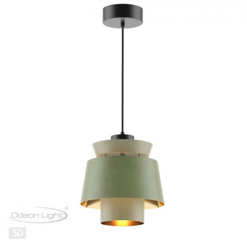 Светильник подвесной 4992/1A Odeon Light Светло-зеленый/золотой/металл/экокожа