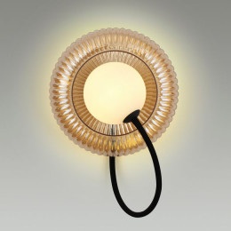Светильник настенный 5013/1WD Odeon Light Черный/янтарный/белый матовый металл/стекло