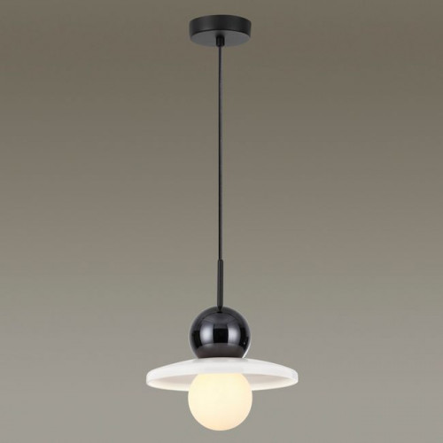 Светильник подвесной 5014/1D Odeon Light Черный/белый/белый матовый металл/стекло