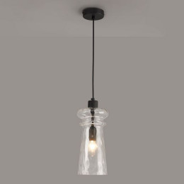 Светильник подвесной 4966/1 Odeon Light Матовый черный/прозрачный/металл/стекло