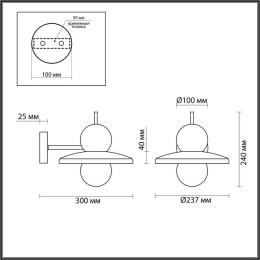 Светильник настенный 5014/1WD Odeon Light Черный/белый/белый матовый металл/стекло