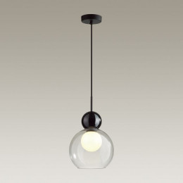 Светильник подвесной 5021/1 Odeon Light Черный/прозрачный/белый матовый металл/стекло