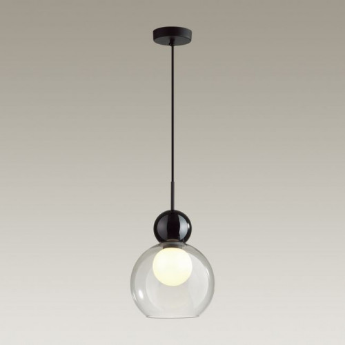 Светильник подвесной 5021/1 Odeon Light Черный/прозрачный/белый матовый металл/стекло