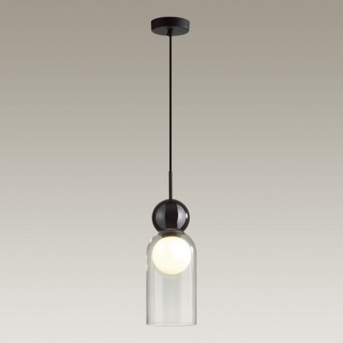 Светильник подвесной 5022/1 Odeon Light Черный/прозрачный/белый матовый металл/стекло