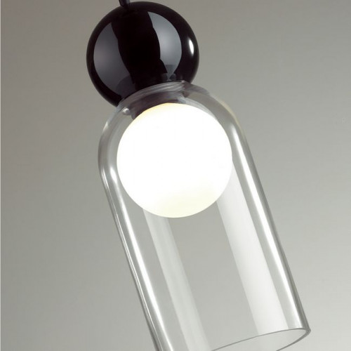 Светильник подвесной 5022/1 Odeon Light Черный/прозрачный/белый матовый металл/стекло