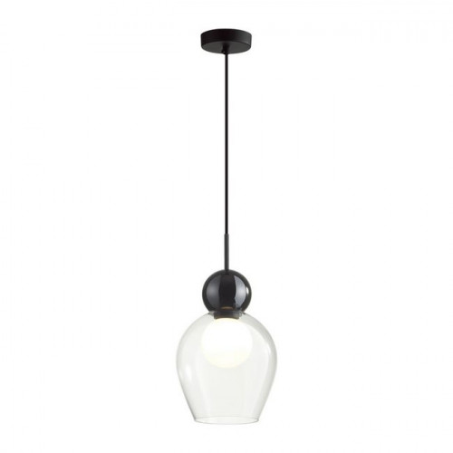 Светильник подвесной 5023/1 Odeon Light Черный/прозрачный/белый матовый металл/стекло