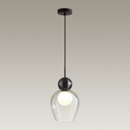 Светильник подвесной 5023/1 Odeon Light Черный/прозрачный/белый матовый металл/стекло