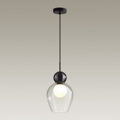 Светильник подвесной 5023/1 Odeon Light Черный/прозрачный/белый матовый металл/стекло