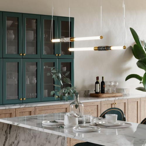 Светильник подвесной 4361/14L Odeon Light Изумрудн.мрамор/антич. бронза/металл