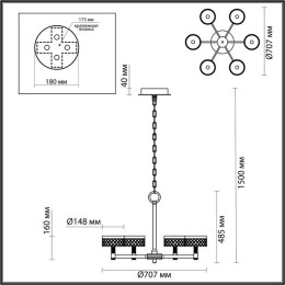 Люстра 5032/36L Odeon Light Античн.бронза/прозрачный