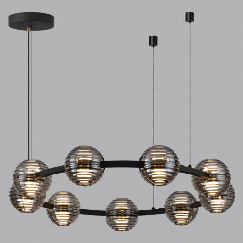 Люстра 5041/90L Odeon Light Черн./золото/дымчатый