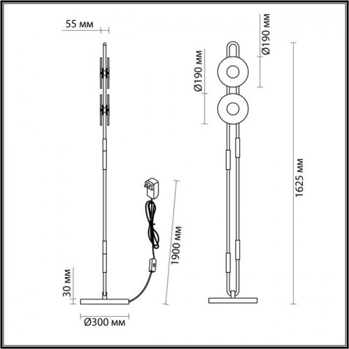 Торшер 5407/23FL Odeon Light Exclusive Черный/золотой