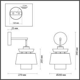 Светильник настенный 4992/1WA Odeon Light Черный/зеленый//золотой/металл/экокожа