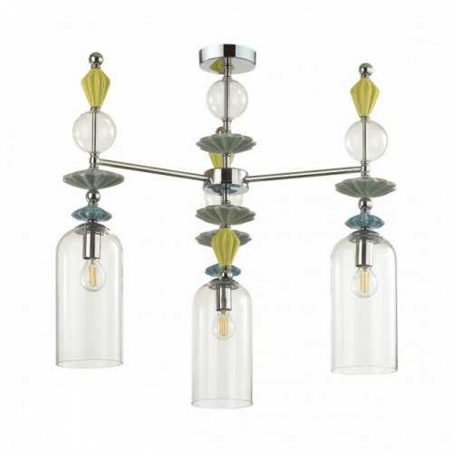 Люстра 4893/3C Odeon Light Exclusive Хром/раноцветн./керамика/стекло