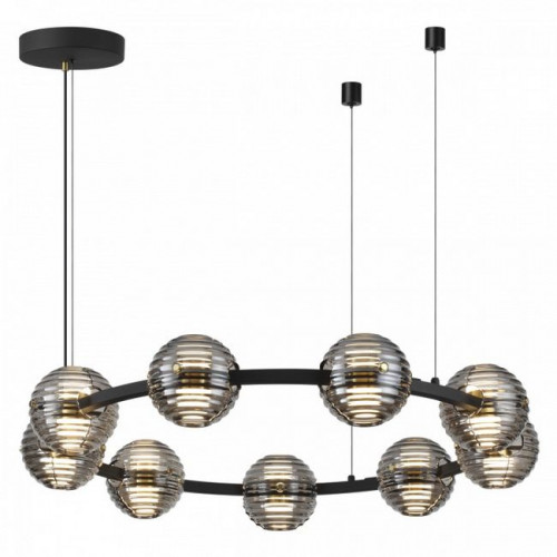 Люстра 5041/90L Odeon Light Черн./золото/дымчатый