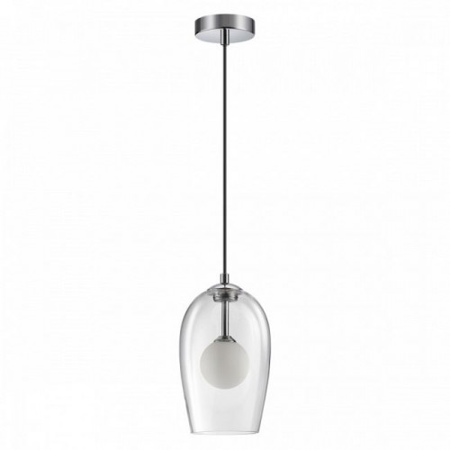 Светильник подвесной 4952/1 Odeon Light Хром/ белый/прозрачный/стекло