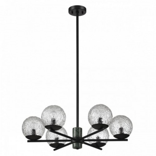 Люстра 5026/6 Odeon Light Черный матовый/темно-зеленый/прозрачный/металл/мрамор/стекло