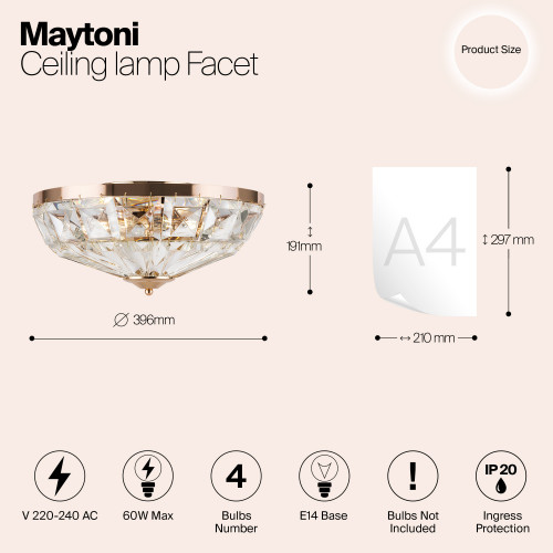 Светильник потолочный MOD094CL-04G Maytoni Золото