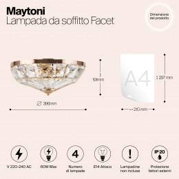 Светильник потолочный MOD094CL-04G Maytoni Золото