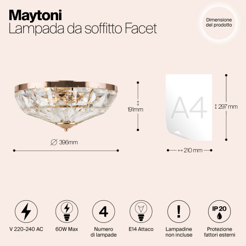 Светильник потолочный MOD094CL-04G Maytoni Золото
