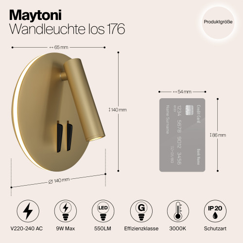 Светильник настенный C176-WL-01-6W-MG Maytoni Матовое Золото
