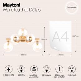 Светильник настенный MOD547WL-05G Maytoni Золото