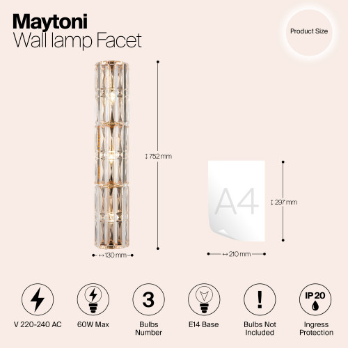 Светильник настенный MOD094WL-03G Maytoni Золото