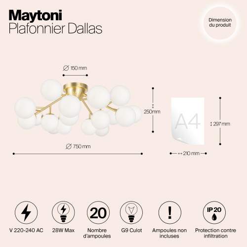 Светильник потолочный MOD545CL-20BS Maytoni Золото