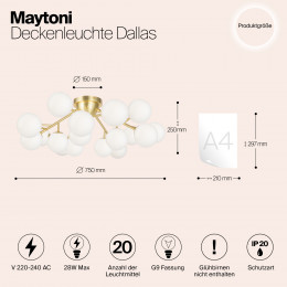 Светильник потолочный MOD545CL-20BS Maytoni Золото