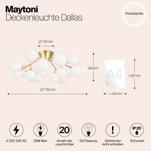 Светильник потолочный MOD545CL-20BS Maytoni Золото