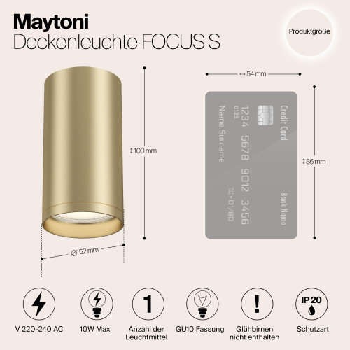 Светильник потолочный C052CL-01MG Maytoni Матовое Золото