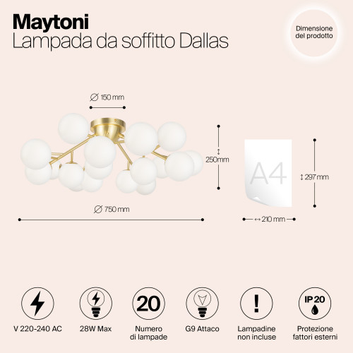 Светильник потолочный MOD545CL-20BS Maytoni Золото