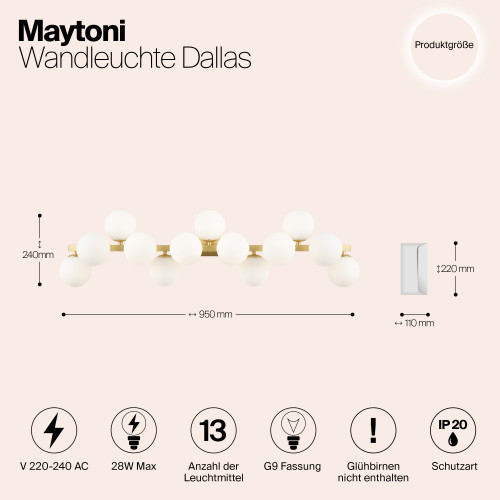 Светильник настенный MOD547WL-13BS Maytoni Золото