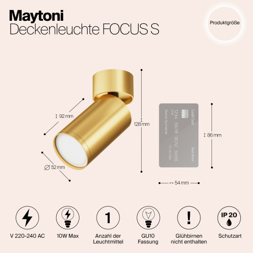 Светильник потолочный C050CL-U-1MG Maytoni Матовое Золото