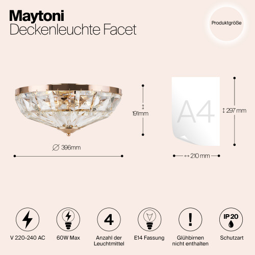Светильник потолочный MOD094CL-04G Maytoni Золото