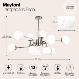 Люстра MOD221-PL-12-N Maytoni Никель
