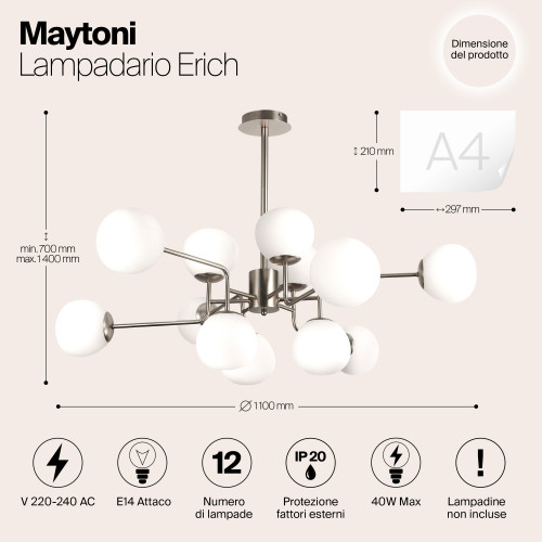 Люстра MOD221-PL-12-N Maytoni Никель
