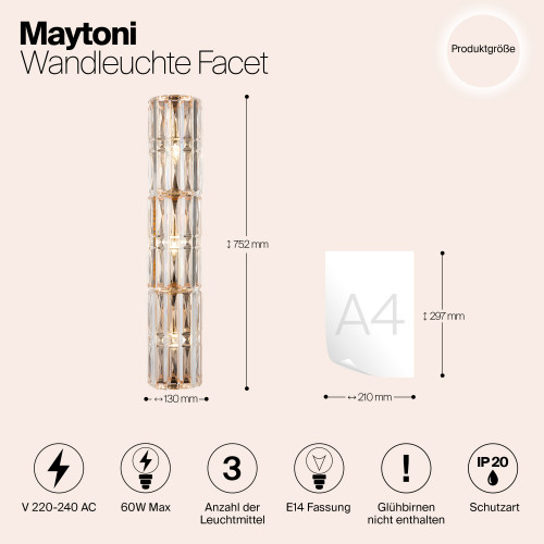 Светильник настенный MOD094WL-03G Maytoni Золото