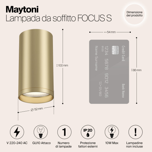 Светильник потолочный C052CL-01MG Maytoni Матовое Золото