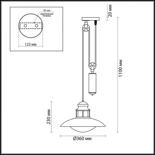 Светильник подвесной 4164/1A Odeon Light Коричневый