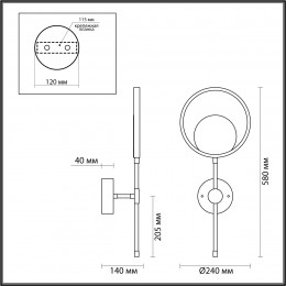 Светильник настенный 4322/15WL Odeon Light Черный, античная бронза