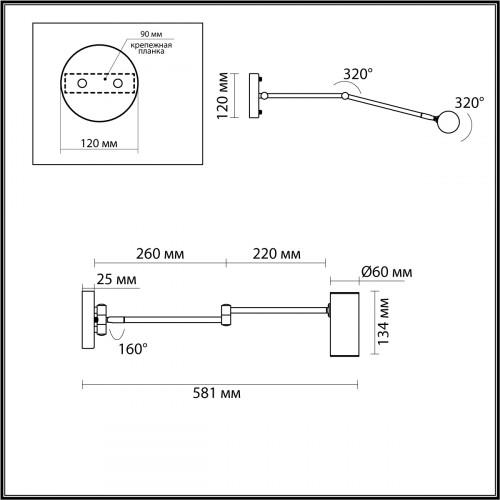 Светильник настенный 4376/1W Odeon Light Черный