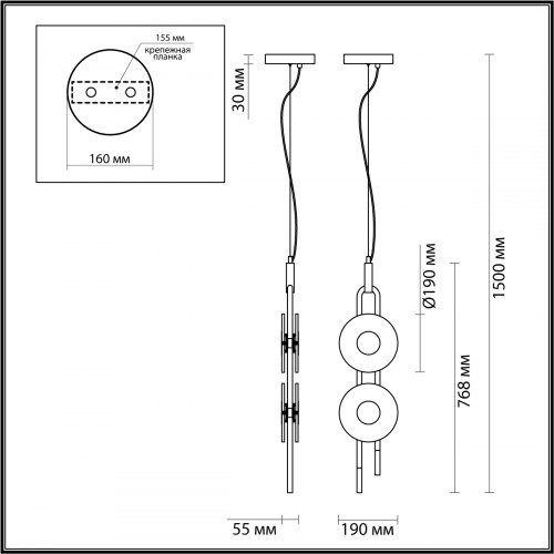 Светильник подвесной 5407/23L Odeon Light Exclusive Черный