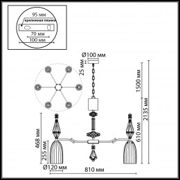 Люстра 5414/6 Odeon Light Exclusive Античная бронза, латунь