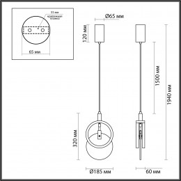 Светильник подвесной 5422/17L Odeon Light Exclusive Черный
