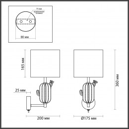 Светильник настенный 5425/1W Odeon Light Exclusive Золотой